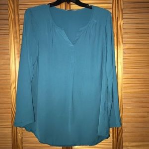 Messic Teal V Neck Long Sleeve Lightweight Sheer Blouse New with Tags‎ Size XXL
